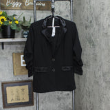Ny Collection Womens Petite Satin Lapel Scuba Crepe Jacket PSCJ0840