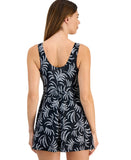 Island Escape Underwire Swimdress One Piece Swimsuit R760576 Black / White 16