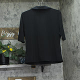 Calvin Klein Womens Crepe Jersey Polo Shirt Knit 44C221G Black L