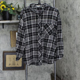 Maurices Womens Button Up Cotton Long Sleeve Flannel Shirt Black Plaid 3X