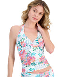 La Blanca Womens Rivera Resort Halter Goddess Tankini Swim Top White Multi 14