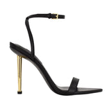 Nine West Reina Back Ankle Strap Open Toe Stiletto Heel Sandals Black 7M