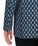ELLA Rafaella Lined Medallion Print Single Button Blazer Jacket Malibu Blue 3X