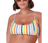 Andie Womens Fiji Striped Bikini Swim Top AT318 Rainbow Stripe Multi XS