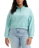Levi's Trendy Plus Size Cosmo 1/4-Zip Long-Sleeve Sweatshirt Porecelain Blue 4X