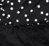 Swim Solutions Womens Polka Dot Romper One Piece Swimsuit Black / White 10
