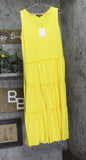 White Mark Scoop Neck Tiered Midi Dress PS315 Canary Yellow 1X