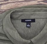Alfani Womens Textured Button Up Roll Tab Shirt Top Green L
