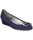Bandolino Womens Tad Dress Round Toe Wedge Heels 25030670 Navy Blue 7.5M