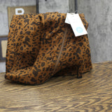 A New Day Mid-Calf Cone Heel Boots with Side Zip Leopard Light Brown 7.5M