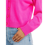 Aqua Womens Front Button Cashmere V-Neck Cardigan Sweater V10337 Neon Pink M