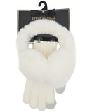 Steve Madden Womens Earmuffs Faux Fur Cozy Fuzzy SMA-5641 Ivory Off White