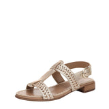 Naturalizer Nia Strappy Slingback Sandal Leather Block Heel Champagne Brown 5M
