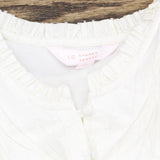 LC Lauren Conrad Womens Pinktuck Ruffle Sleeve Blouse Shirt Top White S