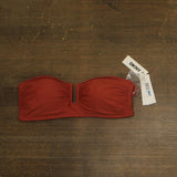 DKNY Womens Shirred U-Wire Bandeau Bikini Top Swim Sunset Brown Orange XL