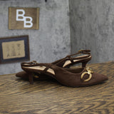 A New Day Womens Tabitha Oversized Chain Sling Back Heels 94305246 Brown 7.5M