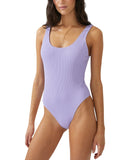 COTTON ON Womens Low Back One Piece Swimsuit 6335650-12 Ariel Purple Crinkle L
