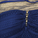 Lauren By Ralph Lauren Crochet Strapless One Piece Swimsuit Bright Indigo Blue 6