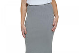 Calvin Klein Women's Metallic Sweater Skirt M2XRQ744 Heather Granite Gray M