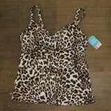 Swim Solutions Plus Size Triple Tier Tankini Swim Top Hidden Spots Brown 16W