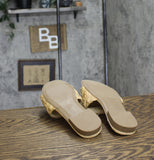 A New Day Width Woven Raffia Slide Sandals with Memory Foam Insole Tan Brown 7W