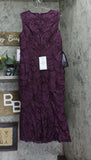 JS Collections Tea Length Fit Flare Sleeveless Bateau Neck Dress Purple 12