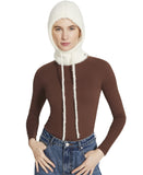 Steve Madden Womens Solid Eyelash Drawstring Hood Balaclava SMA-3687 Off White