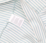 Lands' End Size Long Sleeve Micro Rib Crewneck Top Aqua Stripe Green Blue 2X