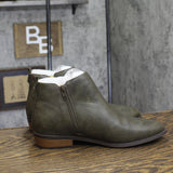 Journee Collection Womens Faux Leather Side Zip Ellis Booties Olive Green 9M