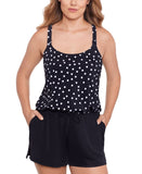Swim Solutions Womens Polka Dot Romper One Piece Swimsuit Black / White 10
