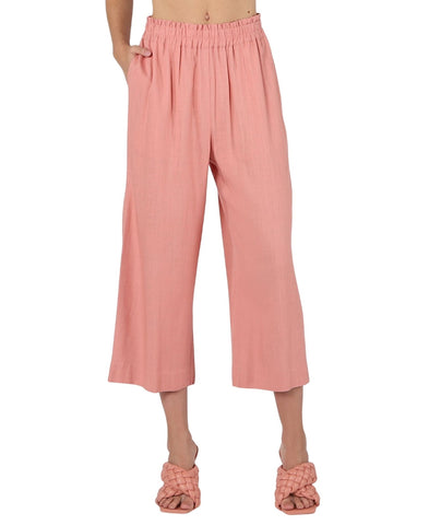 Black Tape Womens Woven Petite Pull-On Wide-Leg Pants Soft Antique Blush Pink PM