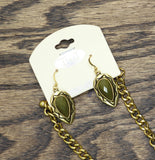 Tint Triangle Bib Dangly Earring Necklace Set Gold / Red Multi 18" + 3"