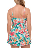 Swim Solutions Bow Front Swimdress One Piece Swimsuit Tropic Twist White Multi 8