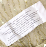 Mac Duggal Sequined V-Neck Illusion Sleeve A-Line Gown Dress Taupe Gold 10