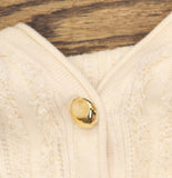 Future Collective Relaxed Cardigan Sweater Button Fringe Cream Off White L