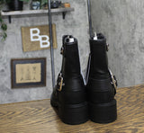 Universal Thread Womens Connor Harness Buckle Ankle Boots 90511576 Black 9M