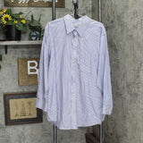 Eagle Shirtmakers Striped Non-Iron Cotton Dress Shirt Blue Multi Big 19 34/35