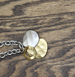 Premier Designs Charm Pendant Heavy Chain Necklace Silver Gray / Gold 20" + 5"