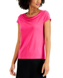 Kasper Womens Petite Cowl Neck Cap Sleeve Top 10834493
