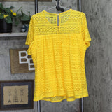 City Chic Trendy Plus Size Serenity Lace Blouse Shirt Top Golden Yellow 20W