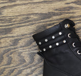 DKNY Girls Studded Lace Up Combat Boots Black 12T