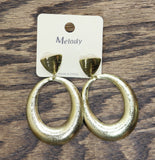 Melody Womens Boho Post Chunky Hoop Drop Earrings Gold Yellow 2.5"