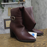 A New Day Rhonda Under-Knee Block Heel Boots 94637582 Burgundy Red 7M