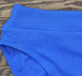 Salt + Cove Ribbed Banded High-Waist Swim Bikini Bottoms Cosmic Cobalt Blue S