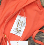 Becca Underwire Shirred Bikini Top Red Orange M
