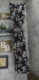 Ny Collection Womens Belted Chiffon Maxi Dress MCCD3995 Black and Pink XL