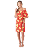 Mud Pie Womens Pippa Off The Shoulder Dress Red S