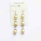 Francesca's Dangly Drop Pearl Earrings Gold / Yellow 2.5"