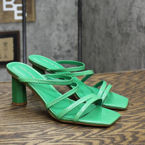 Marc Fisher Women's Kristin Heels Sandals Shoes MFKRISTIN Green Snake 9M