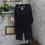 State Of Day Womens 2-Pc. Fluid-Knit Pajama Cardigan Pants 100189719MS Black XS